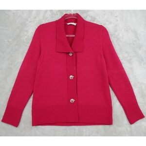 Optimum Sweater Womens Small Washable Merino Wool Cardigan Toggle Quiet Luxury